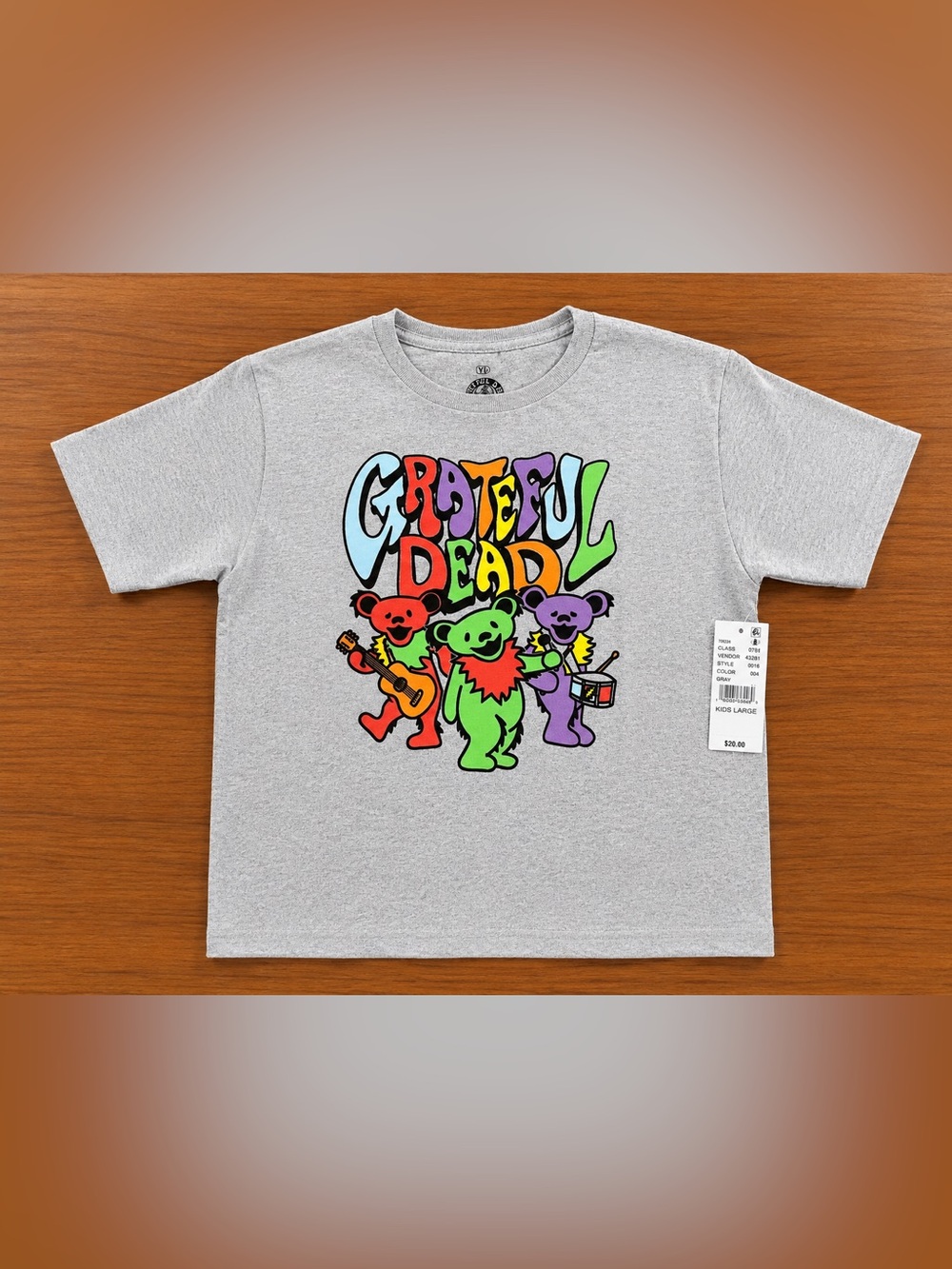 Ripple Junction Grateful Dead Kids Tee - Gray with Red, Green, Purple Accents